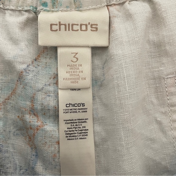Chico’s 100% Linen Pull-On Pants – Paisley Boho Print – Size 3/16 - Picture 11 of 11